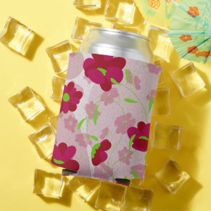 Porta-lata Flores Rosa e Vermelha - Floral
