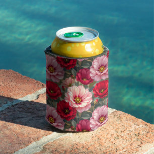 Porta-lata Flores rosa, vermelhas e malva 