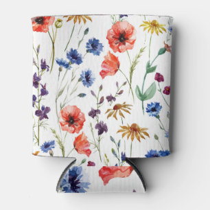 Porta-lata Flores Selvagens Aquarelas Cachorro Poppy Chamomil