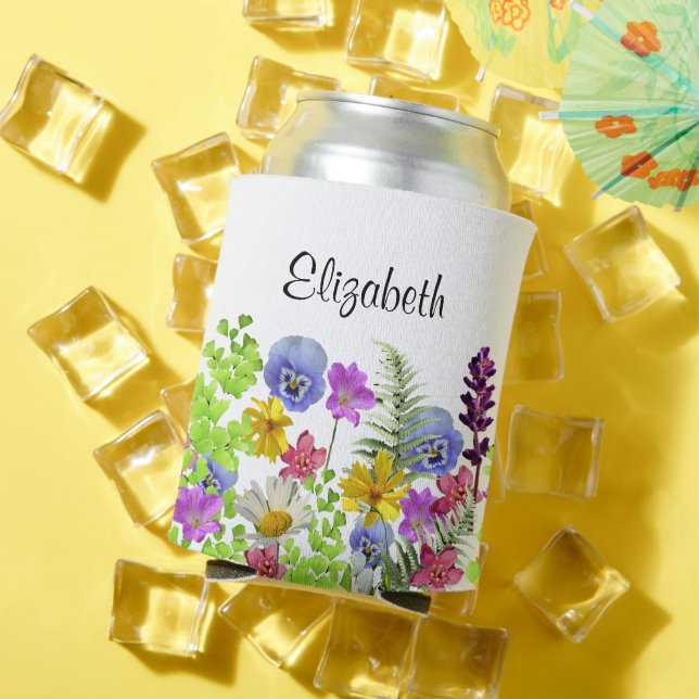Porta-lata Flores silvestres bonito com nome personalizado mu (Verão in situ)