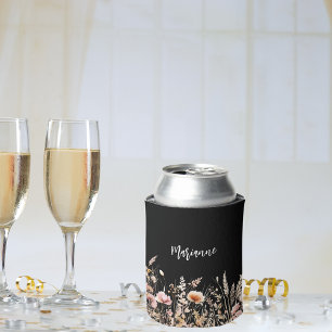 Porta-lata Flores silvestres nome personalizado em letra curs