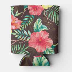 Porta-lata Flores Tropicais Coloridas Fundo Escuro