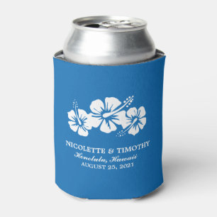 Porta-lata Flores Tropicais De Hibiscus Casamento Real Azul
