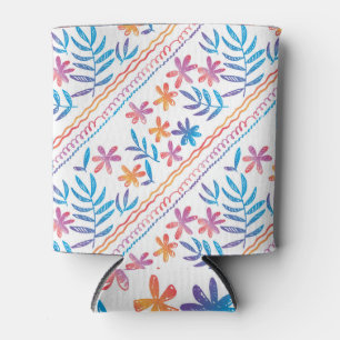 Porta-lata Flores tropicais desenhadas à mão, padrão das folh