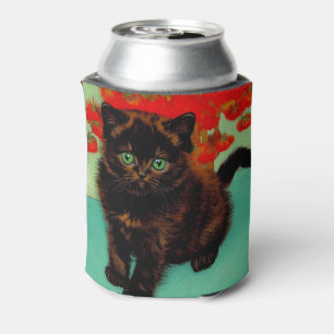 Porta-lata Flores Vermelhas de Gogh Pretas