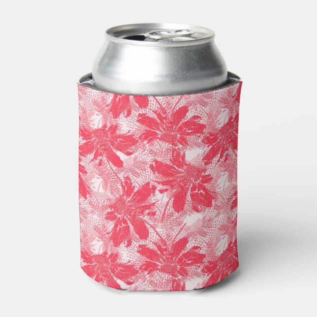 Porta-lata Flores vermelhas em branco. (Can Front)