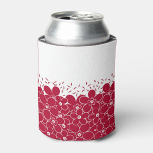 Porta-lata Flores vermelhas margaridas sobre fundo branco