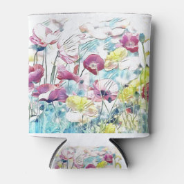 Porta-lata Flores vermelhas, rosa e amarelas
