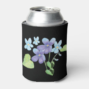 Porta-lata Flores Violetas Selvagens - Ilustração Preta