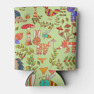 Porta-lata Floresta: Ilustração da Fauna da Flora Vintage