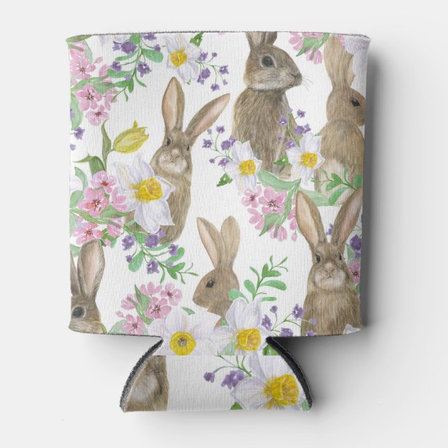 Porta-lata Flowers De Aquarela-Fusão De Coelho. (Frente)