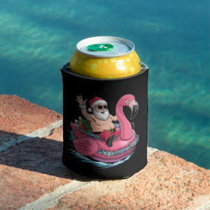 Porta-lata Flutuador Flamingo Natal de Santa no Verão de Julh