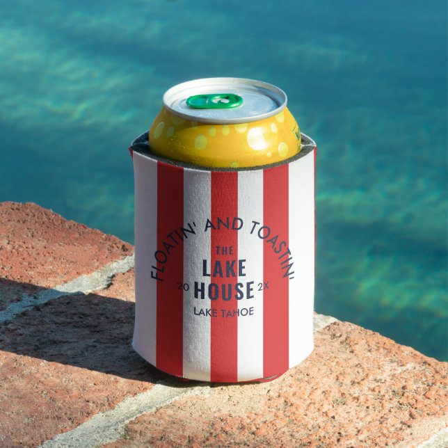 Porta-lata Flutuando E Brindando Com O Lake House Red Stripe (Piscina in situ)