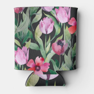 Porta-lata Fluxo floral de aquarela, lindo padrão sem costura