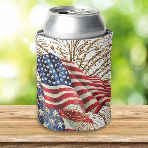 Porta-lata Fogos-de-artifício americanos da bandeira e do 4