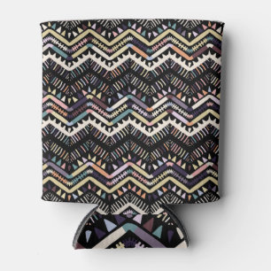 Porta-lata Folclore geométrico Ikat, padrão asteca tribal.