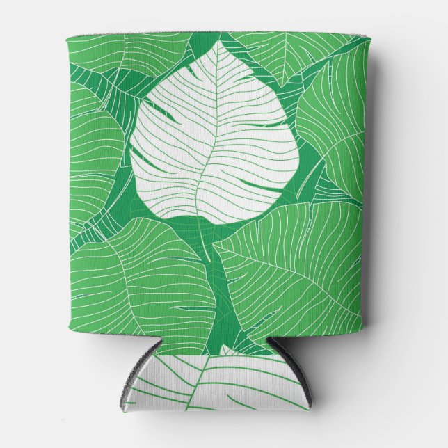 Porta-lata Folha abstrato tropical, pintura artística. (Frente)