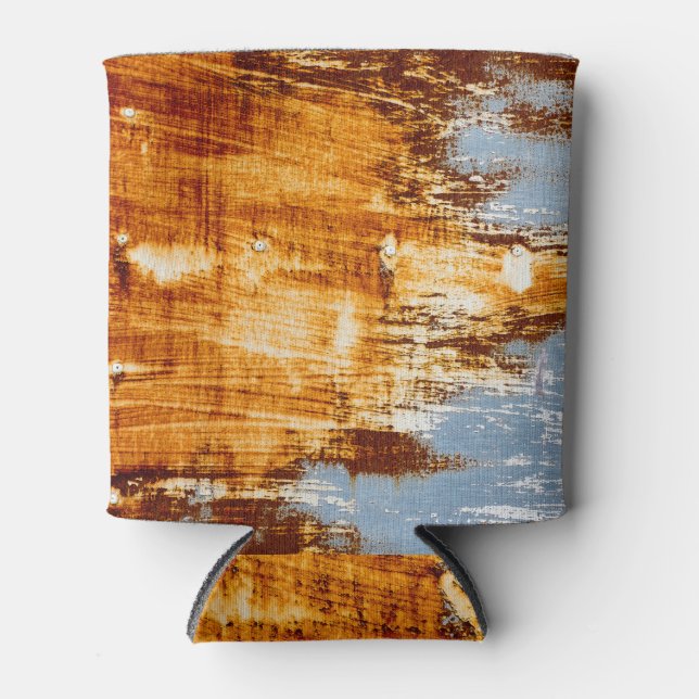 Porta-lata Folha de aço ferrugem, fundo texturizado. (Frente)