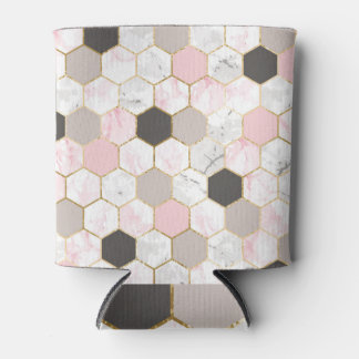 Porta-lata Folha de ouro geométrica, padrão de hexágono mármo