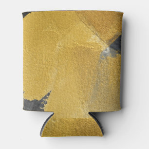 Porta-lata Folha Dourada, design preto abstrato