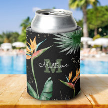 Folhagem Tropical Palm Monograma Script Dourado Pr