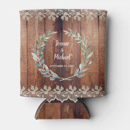 Porta-lata Folhas de aquarela botânica madeira rústica Casame