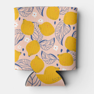 Porta-lata Folhas De Limão: Vintage Rosa Sem Costura.