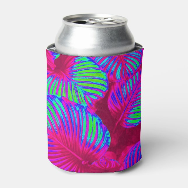 Porta-lata Folhas de Magenta Tropicais (Can Front)