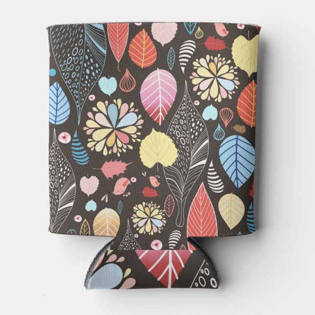 Porta-lata Folhas de outono e Aves. (Frente)