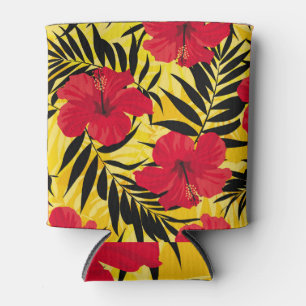 Porta-lata Folhas de palma de flores tropicais, padrão de col