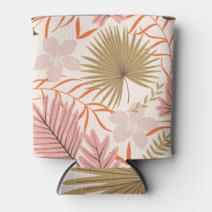 Porta-lata Folhas Desenhadas À Mão: Padrão Selvagem Exótico.