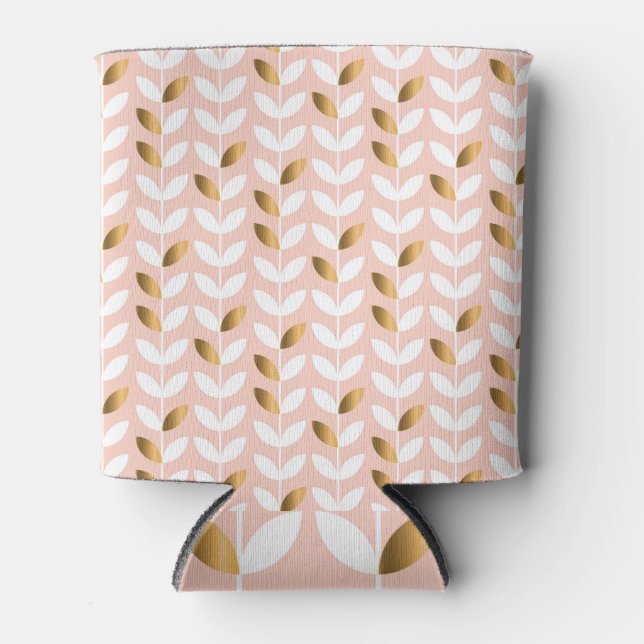 Porta-lata Folhas Douradas Elegantes: Rosy Vintage. (Frente)