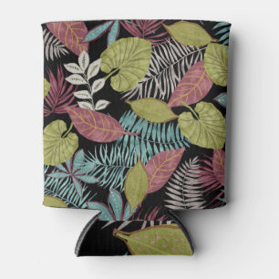 Porta-lata Folhas escuras tropicais: Design de padrão têxtil