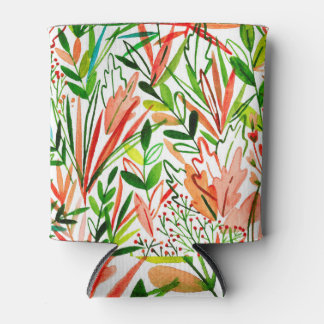 Porta-lata Folhas exóticas, flores, partes da floresta tropic
