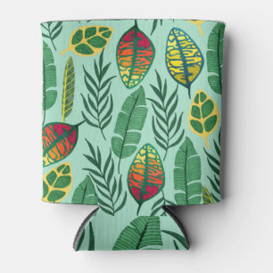 Porta-lata Folhas Tropicais: Arte Gouache Sem Olho.