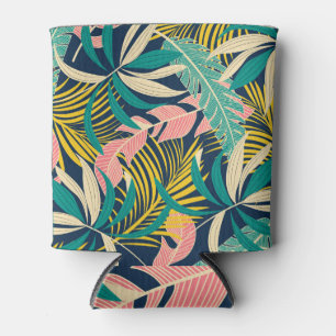 Porta-lata Folhas tropicais coloridas: padrão de verão.