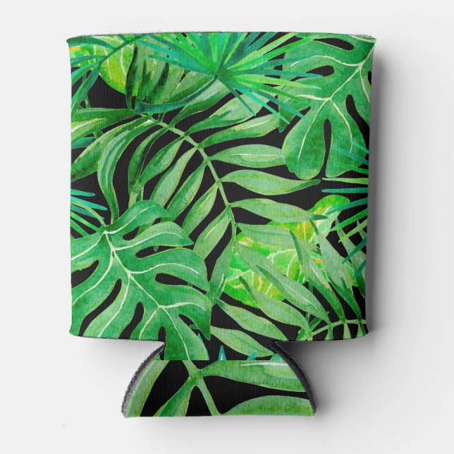 Porta-lata Folhas Tropicais De Aquarela: Elegância Sem Costur (Frente)