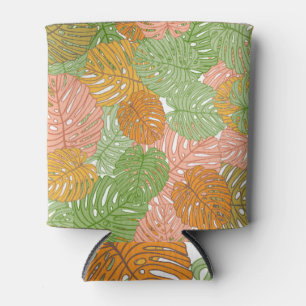 Porta-lata Folhas tropicais de monstera, coloridas e sem cost