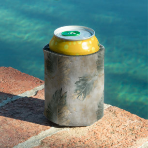Porta-lata Folhas Tropicais Douradas em Glam Verde