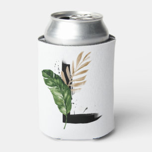 Porta-lata Folhas Tropicais Faux Gold Foil - Letra L Monogram