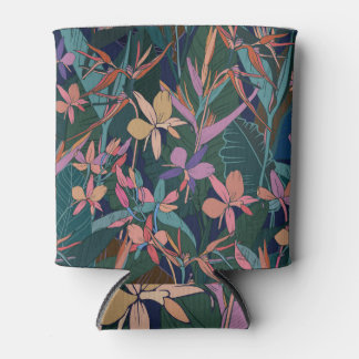 Porta-lata Folhas tropicais, flores: vintage forrada.