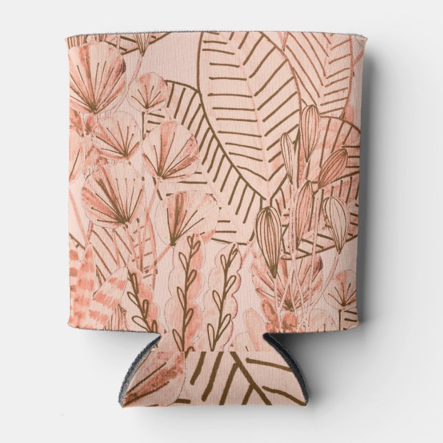 Porta-lata Folhas Tropicais: Padrão Criativo Desenhado À Mão. (Frente)