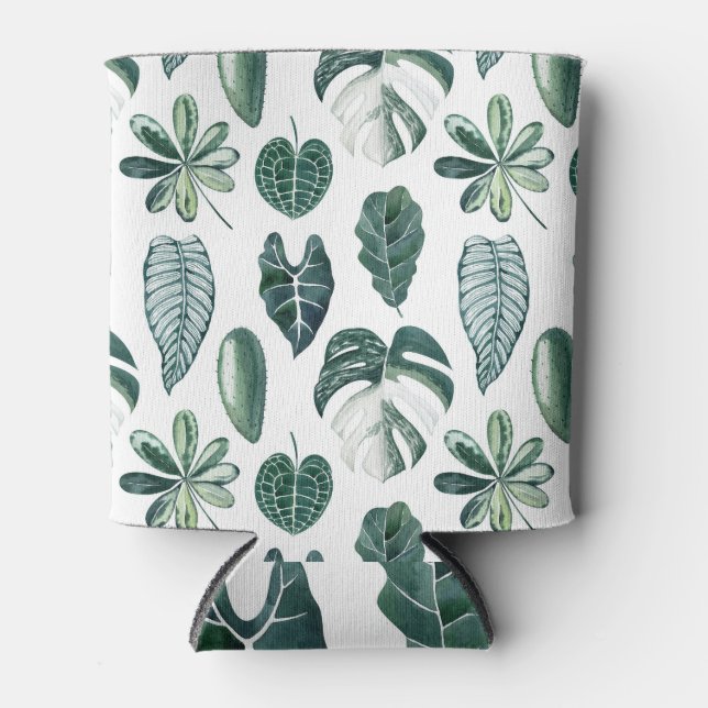 Porta-lata Folhas Tropicais Textura Sem Costura (Frente)