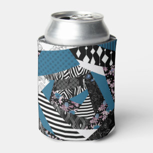 Porta-lata Folheto azul, popular, retalhos, folclore, rústico