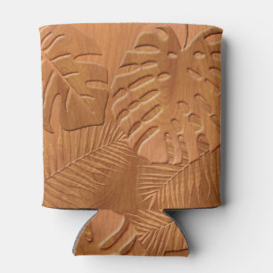 Porta-lata Foliage de madeira esculpida Impressão