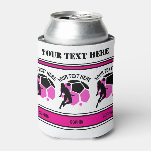 Porta-lata Football Birthday Gift, Football Women Girl Player (Can Front)