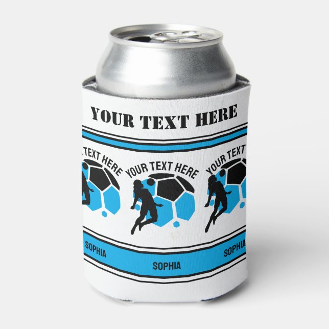 Porta-lata Football Birthday Gift, Football Women Girl Player (Can Front)