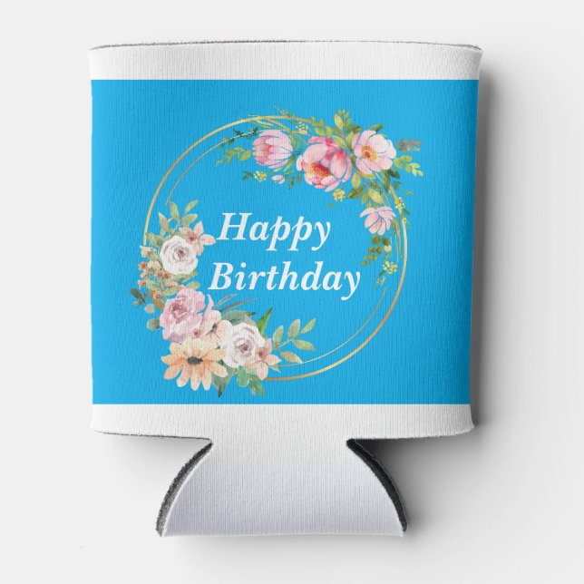 Porta-lata Fora rosa e Dourada, Flower Wreath Cooler (Frente)