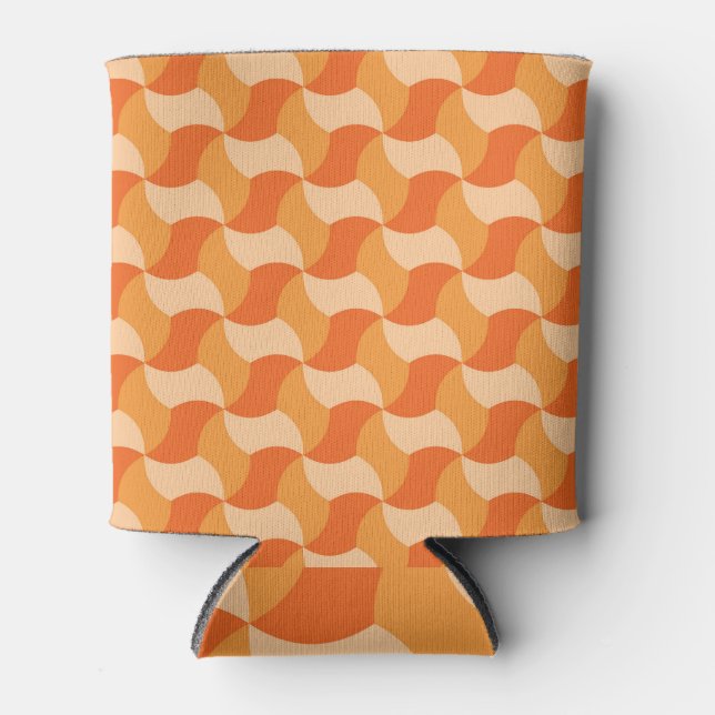 Porta-lata Formas geométricas de laranja: Azulejo Abstrato (Frente)