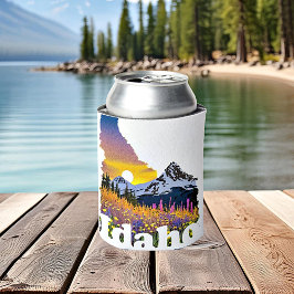Porta-lata Formato de Idaho com montanha e flores silvestres